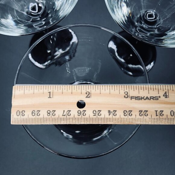 80s Black Stem Martini Glass set of 4 Cosmopolitan Domino Vintage Barware - Picture 9 of 11